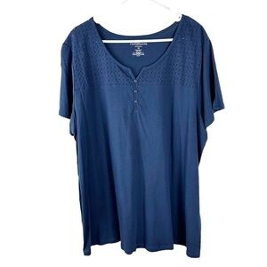 Croft & Barrow Intimates Butterfly Blue Pullover Top Size 2X